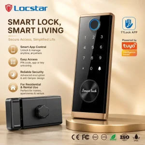 Locstar Cerradura Inteligente Rim Lock Electronic Digital Waterproof Outdoor Gate TTlock Tuya Fingerprint Cloud Wifi Smart Lock