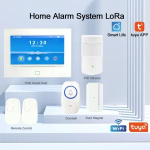 Lora 7 inch Large Touchscreen Portable ABS Home Security Alarm System 4G Wi Fi Door window Sensors Patio Security Multilingual