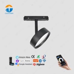 Low Pressure 48V 20Mm Smart Tuya App Dimmable Cct Magnetic Track Lighting System Led Magnetic Track Round Flood Fill Light