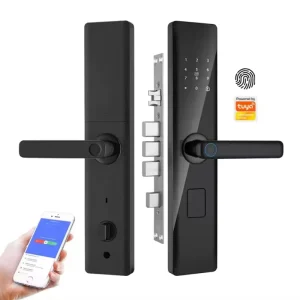 Low Price Electronic Front Door Lock Tuya TT Biometric Code Fingerprint App Smart Door Locks for Wood Aluminum Doors Memory Card