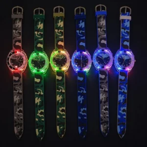 Luminous Scale Sport Cartoon Quartz Watch with Cool Camouflage Design for Boys