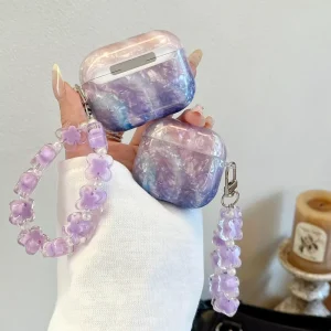 Luxury Girls Pearl Earphone Case for Airpods Pro 3 Case for AirPods 4 3 2 Case for Airpods Pro2 Cover With Keychain Earphone Box