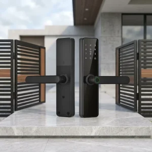 Luxury Hotel Use Grade Aluminum Alloy Smart Door Lock Face ID Palm Vein RFID Card & Password Unlock System