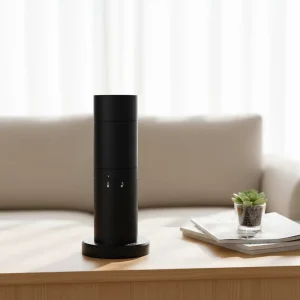 Luxury Hotel Waterless Smart Essential Oil Tower Aroma Diffuser Silver Black Cylindrical Scent Diffuser for Home Use