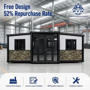 Luxury Modular Home with Bathroom Kitchen Steel Structure 20FT 30FT 40FT Two Side Expandable House for Villa Hotel Use Camping