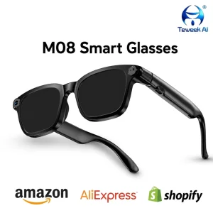 M08 AI Smart Camera Glasses 8MP 1080P Video Recording 5 4 Wifi Transfer Dual Mic ENC Open Ear Speaker