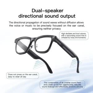 M08T Smart Glasses Wearable Headset Men Women AI Noise Cancelling Real-Time Translation 1080P Camera Microphone Speaker App