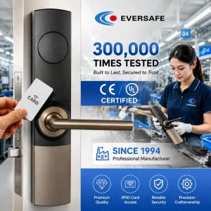 M1 Card Aluminum Alloy Smart Hotel Door Lock Dust Proof 5 Bolt Structure Compatible with Brass Doors UL Listed Model
