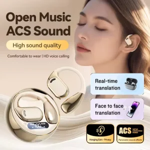 M76 Open-Ear Hook AI Translation Bluetooth Earphones with Face-to-Face Translation, 144 Languages, and Noise Cancellation