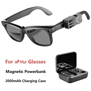 MAX 48H Magnetic Power Banks for Smart AI Glasses Mini Portable 2000mAh Charging Case
