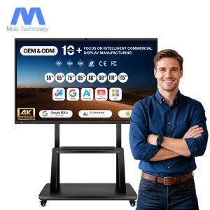 MIDA 48MP Camera Interactive AI Smart Boards Whiteboard 4K LCD 55 65 75 85 86 98 110 Inch Interactive Flat Panel Android 14 EDLA