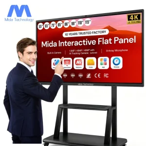 MIDA Smart Interactive Electronic Whiteboard 65 Inch Android LCD 4K UHD Touch Smart Board Supplier Dual System with 48MP Camera