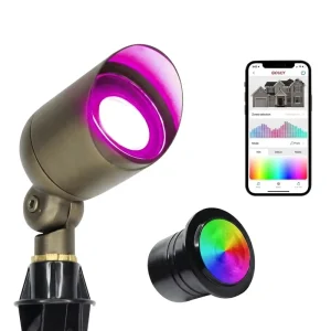 MR16 RGBW LED Spot Light IP65 6W 24V Low Voltage Brass Waterproof Landscape Garden Light With Amart App