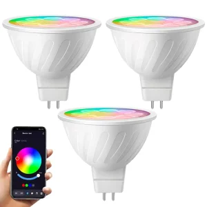 Smart Home MR16 Smart Bulb, RGB Multicolor + Warm Daylight, 3W AC/DC 12V, GU5.3 LED Wireless Bulb
