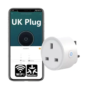 MT UK Matter WiFi Smart Socket with Power Metering Voice Control for Mobile Devices British Standard Plug Socket