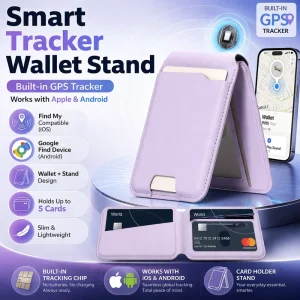 MagSafe GPS Tracker Wallet Magnetic Card Holder Stand Wireless Charging Find My Google Compatible Slim Phone Wallet