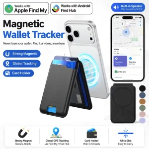 MagSafe Wallet Find My GPS Tracker PU Leather Magnetic RFID Blocking for iPhone Android tracker Wallet
