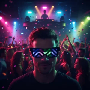 Magic LED RGB Smart Glasses with 200 LED Beads App Programmable Wireless USB Rechargeable 5 Hours Playtime for Parties Festivals