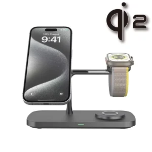Magnetic 3 in 1 Wireless Charger Zinc Alloy Material Compatible with Samsung and Apple Devices
