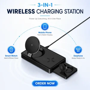 Magnetic 3 in 1 Wireless Charger for Phone 15W Fast Charging Station