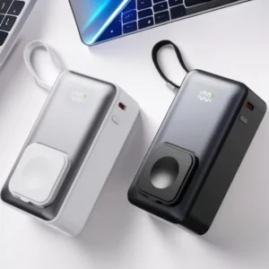 Magnetic Large Capacity Power Bank Dual Cable Plug Design Portable Fast Charger Digital Display 22.5W Output Compatible Smart