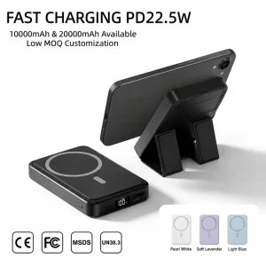 Magnetic Power Bank 10000mAh Portable Charger 22.5W PD Fast Power Bank Built in Cables LED Display Battery Pack