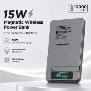 Magnetic Power Bank 10000mAh Slim 8.5mm Aluminum Casing Qi2 15W 20W PD Fast Charging