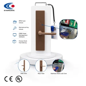Magnetic Stripe ZINC ALLOY Smart Hotel Door Lock | Mechanical Key Override 5-Bolt Structure | Compatible with WOODEN DOOR