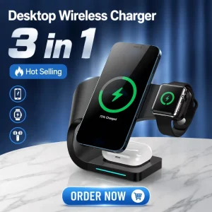 Magnetic Wireless Charger 3 in 1 Wireless Charging for Phone Fast Charging Dock Station