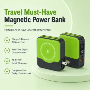 Magnetic Wireless Power Bank 10000mAh 2 in 1 Travel Wall Charger with Foldable Plug EU US UK Universal Airplane Safe