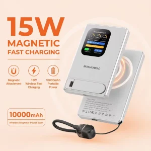 Magnetic Wireless Power Bank 5000mAh PD20W Fast Charge Ultra Slim Aluminum Alloy Portable with a Stand Custom Logo B2B