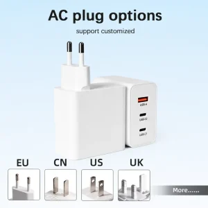 Manufacturer 65W PD Type C Type A Fast Charging GaN Tech Charger Adapter US EU IN Plug Phone Charger for Universal Compatible