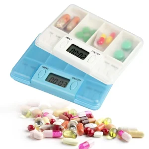 Manufacturer Portable Smart Electronic Pill Box Timed Pill Box Square 4 compartment 8 group Alarm Smart Pill Box