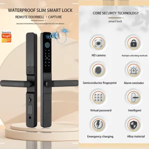 Manufacturer Tuya Waterproof Keyless Digital Electric Hook Smart Lock With Camera for Sliding Door