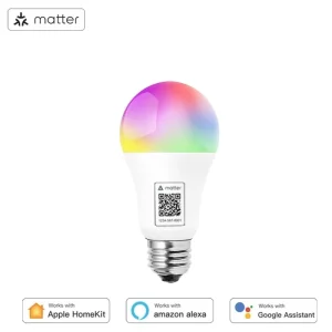 Matter A19 Smart LED Light Bulb, Direct Connection, Voice Control, Dimmable, Energy-Saving Indoor Light