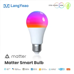 Matter E27 9W 806 lm RGB CCT 2700–6500K Dimmable LED Bulb Compatible with Smart Life Voice Control