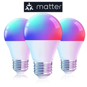 Matter E27 Plastic Smart Light Bulb, WiFi Smart RGB White Dimmable LED Bulb with Alexa and Google Home Timer for Garage