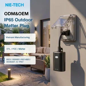 Matter Protocol IP65 Outdoor Smart Plug 15A for Home Automation Alexa Google Home Compatible Thread Mesh Network