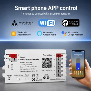 Matter Smart LED Strip Controller RGB CCT WiFi Thread Controller Compatible With Apple Google Home Alexa Smart Lighting System