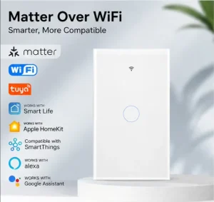 Matter Smart Modern PC Light Switch US Standard WiFi Touch Wall Switch Compatible with Apple Home HomeKit Alexa Google Tuya