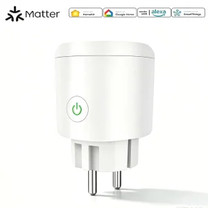 Matter Smart Plug EU WiFi Socket 16A 3520W with Energy Monitoring Power Metering Voice Control Alexa Google Home