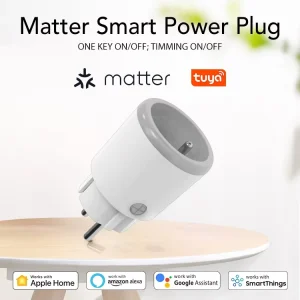 Matter Smart Power Plug 16A EU Standard Smart Plug Socket with Power Metering Tuya WiFi Zigbee Smartphone Remote Control