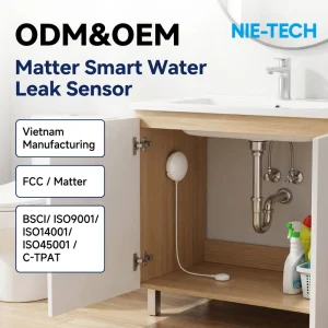 Matter Smart Water Leak Sensor 10 Year Battery Life Real-time Alert ETL FCC Certified Works with Apple Home Alexa