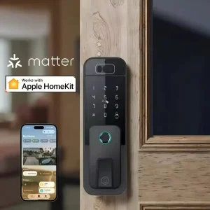 Matter Thread Smart Lock Waterproof Outdoor Face Recognition Fingerprint Lock Tuya Smart Entrance Door Lock for Wood Doors