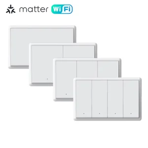 Matter WiFi Smart Push Button Switch 1 4 Gang US No Neutral Wire Homekit Voice Control Work with Tuya Alexa Google Home