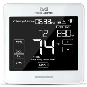 Mcohome F500 Z wave Touchscreen Smart Thermostat W 7 Day Flexible Programming for Heating and Cooling System