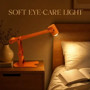 Mechanical Arm LED Desk Lamp Cordless 2000mAh Rechargeable Metal Table Light Adjustable 3 Color Dimming for Bedside Office