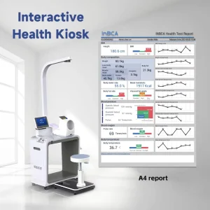 Medical Diagnostic Equipment Smart Health Checkup Kiosk INBCA IN E5 200kg Steel Weighing Scale 10.1″ 0.1kg Accuracy 1 Year
