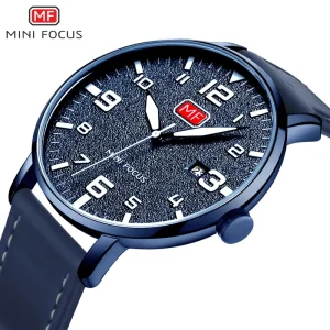 Men’s Arabic Numeral Matte Dial Watch Stylized Numerals Date Display Luminous Hands Contrast Stitch Strap Wristwatch