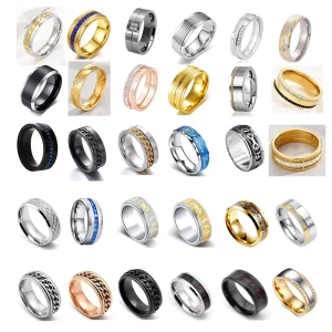 Men’s Smart Ring European American Style Gold Plated Glass Jewelry Ring